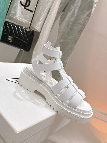 Bagsaaa Prada Leather sandals with ankle straps 1X924N white
