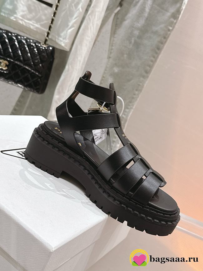 Bagsaaa Prada Leather sandals with ankle straps 1X924N black - 1