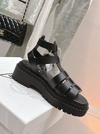 Bagsaaa Prada Leather sandals with ankle straps 1X924N black