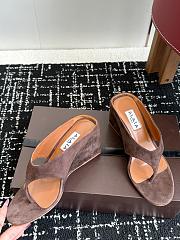 Bagsaaa Alaïa Suede Cube Wedge Sandals 75 dark brown - 2