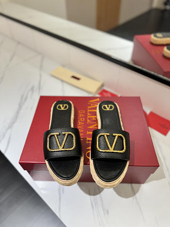 Bagsaaa Valentino Black Valentino Garavani VLogo Slide Espadrilles
