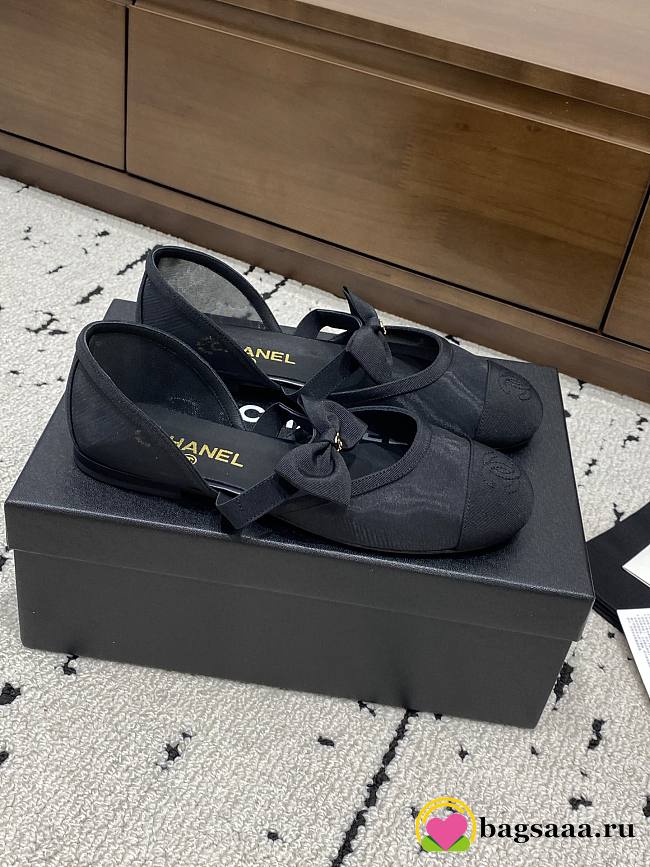 Bagsaaa Chanel Mary Janes G46701 Black Mesh & Grosgrain - 1
