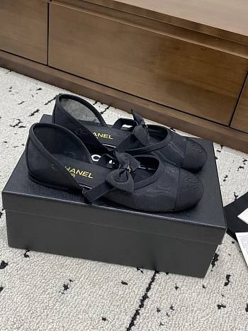 Bagsaaa Chanel Mary Janes G46701 Black Mesh & Grosgrain