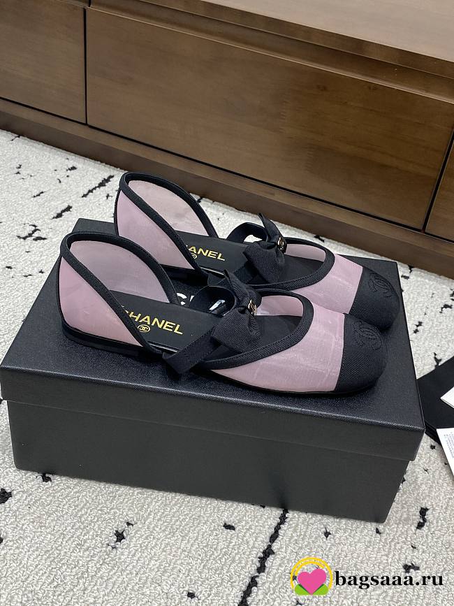 Bagsaaa Chanel Mary Janes G46701 Pink Mesh & Grosgrain - 1