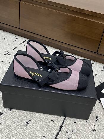 Bagsaaa Chanel Mary Janes G46701 Pink Mesh & Grosgrain
