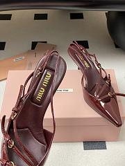 Bagsaaa Miu Miu Patent leather slingbacks with buckles dark red 5.5cm - 4