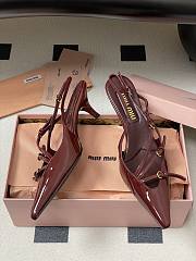 Bagsaaa Miu Miu Patent leather slingbacks with buckles dark red 5.5cm - 3