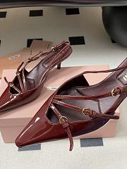 Bagsaaa Miu Miu Patent leather slingbacks with buckles dark red 5.5cm - 2