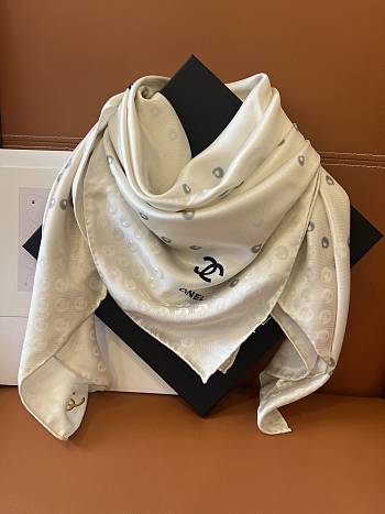 Bagsaaa Chanel White Scarf 90cm