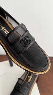 Bagsaaa Chanel Pearl Logo Black Mesh Loafer - 3