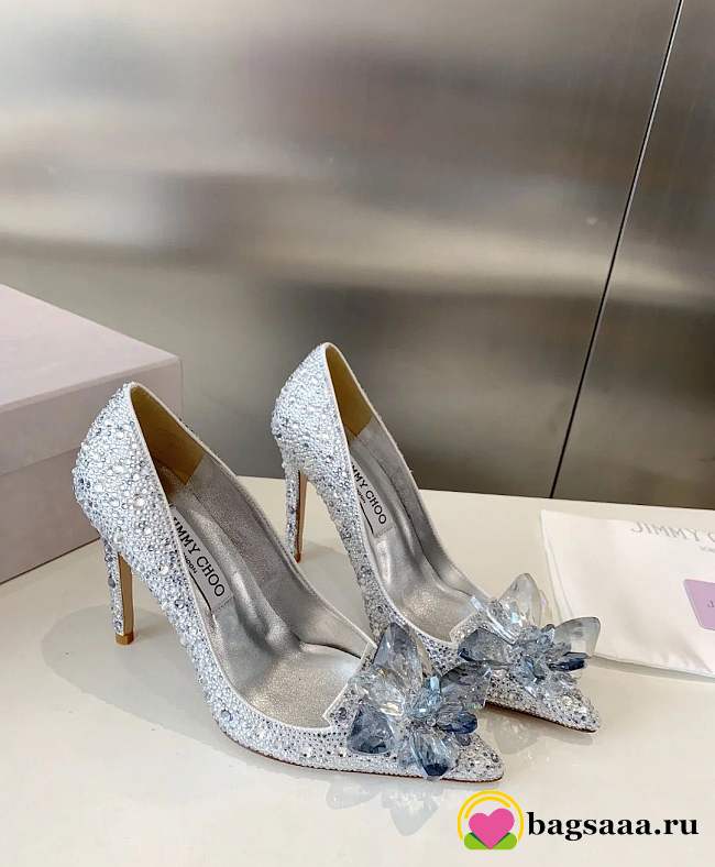 Bagsaaa Jimmy Choo Avril Crystal Covered Pointy Toe Pumps - 1