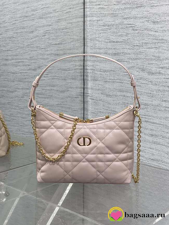 Bagsaaa Dior Miss Caro Diorling Mini Bag with Chain Powder Pink Macrocannage Lambskin - 21cm - 1