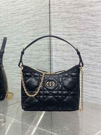 Bagsaaa Dior Miss Caro Diorling Mini Bag with Chain Black Macrocannage Lambskin - 21cm