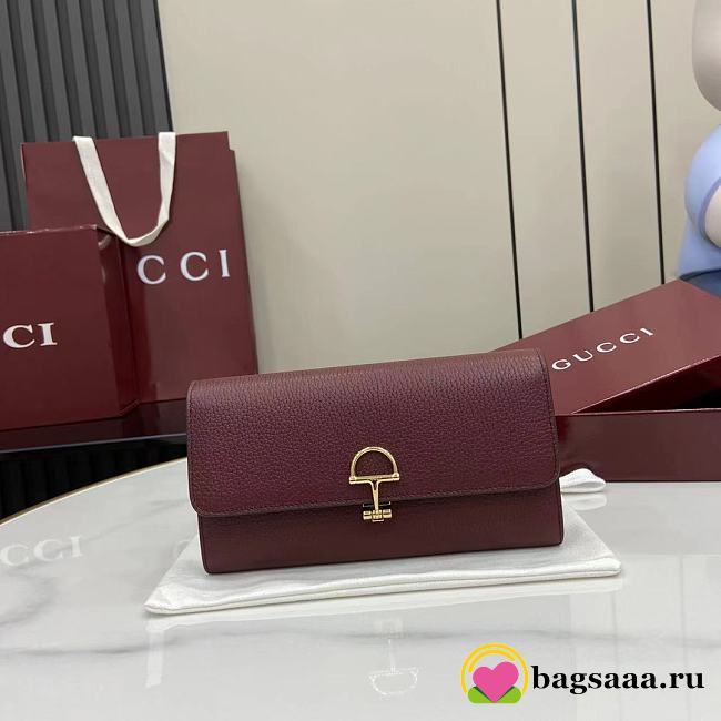 Bagsaaa Gucci Softbit continental wallet 828147 dark red - 19cm - 1