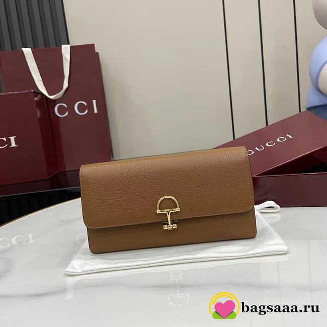 Bagsaaa Gucci Softbit continental wallet 828147 brown - 19cm - 1