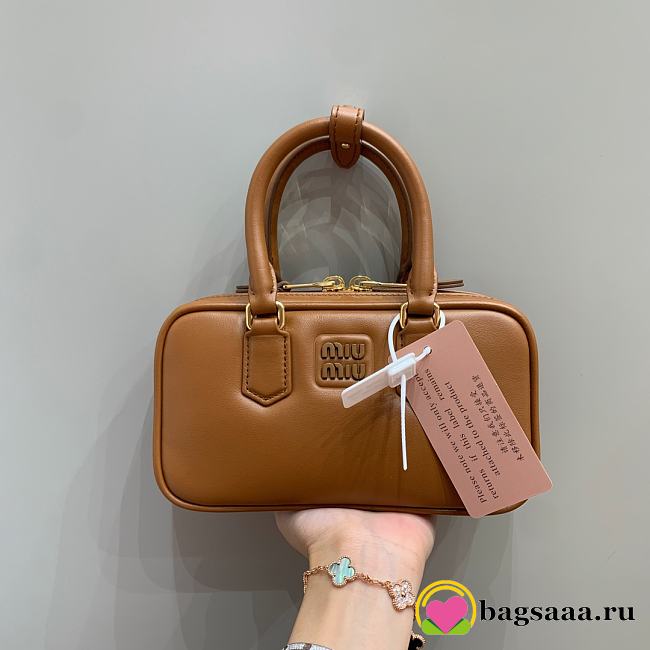 Bagsaaa Miu Miu Arcadie leather mini-bag 5BP088 brown - 19cm - 1