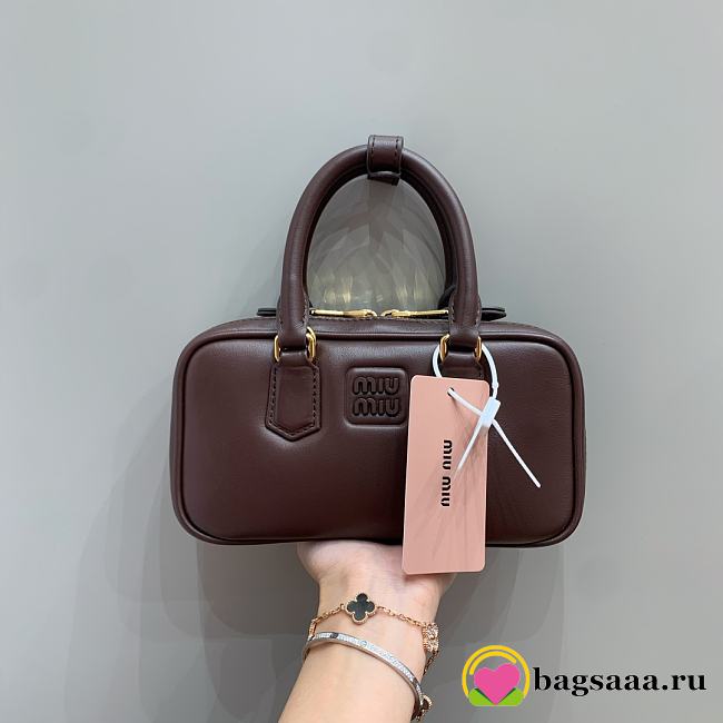Bagsaaa Miu Miu Arcadie leather mini-bag 5BP088 dark brown - 19cm - 1