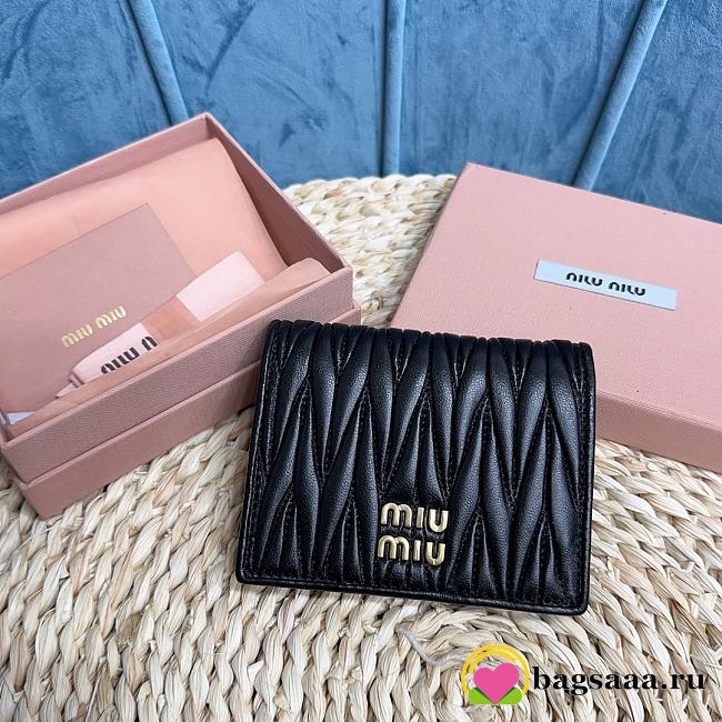 Bagsaaa Miu Miu Matelassé Leather Wallet black - 11.5cm - 1