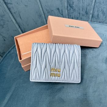 Bagsaaa Miu Miu Matelassé Leather Wallet light blue - 11.5cm