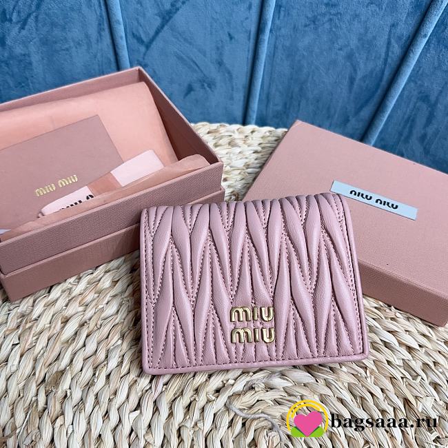 Bagsaaa Miu Miu Matelassé Leather Wallet light pink - 11.5cm - 1