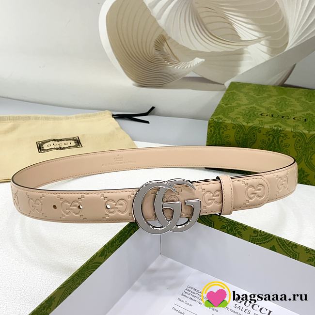Bagsaaa Gucci Belt Beige & Silver - 3cm - 1