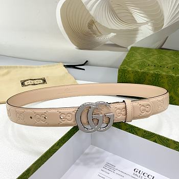 Bagsaaa Gucci Belt Beige & Silver - 3cm