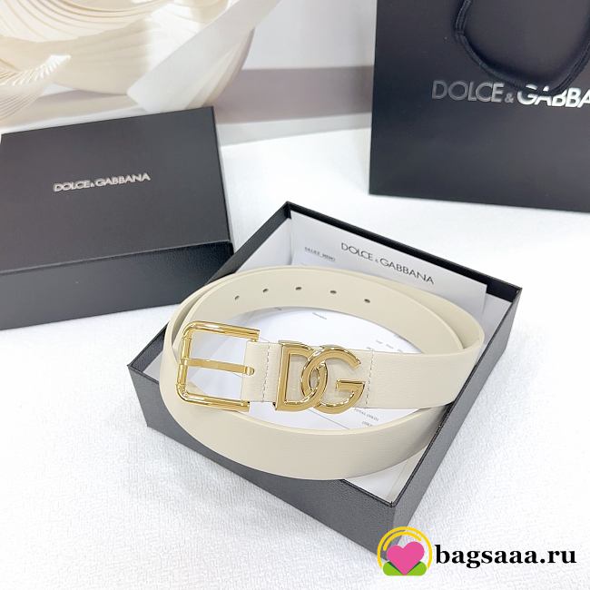 Bagsaaa D&G Belt White & Gold - 3cm - 1