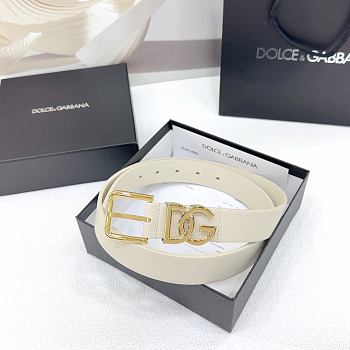 Bagsaaa D&G Belt White & Gold - 3cm