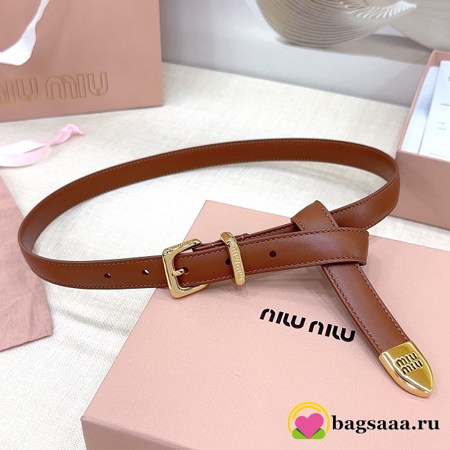 Bagsaaa Miu Miu Belt Brown & Gold - 2cm - 1