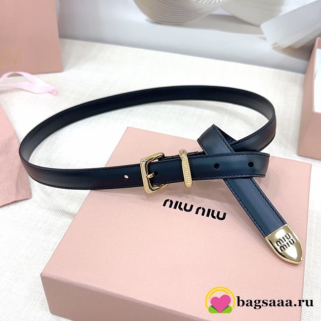 Bagsaaa Miu Miu Belt Black & Gold - 2cm - 1
