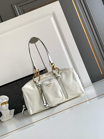 Bagsaaa Prada Dangle medium leather top-handle bag 1BB138 white - 30cm
