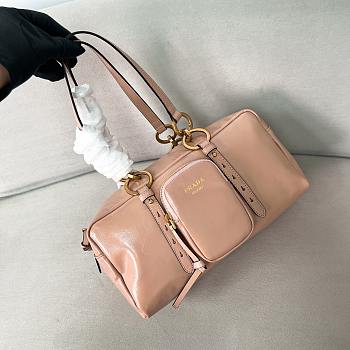Bagsaaa Prada Dangle medium leather top-handle bag 1BB138 powder pink - 30cm