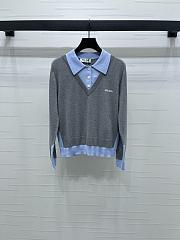 Bagsaaa Miu Miu Cashmere and wool polo sweater Gray/Blue - 1