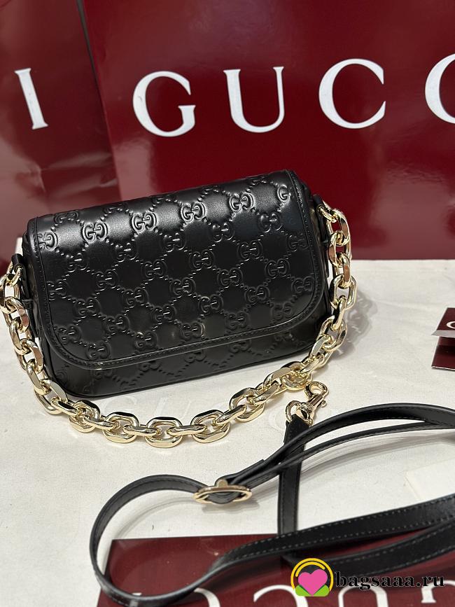 Bagsaaa Gucci GG Emblem small shoulder bag 847448 black - 20.5cm - 1