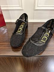 Bagsaaa Gucci Women's GG crystal ballet flat 836809 Black mesh - 2