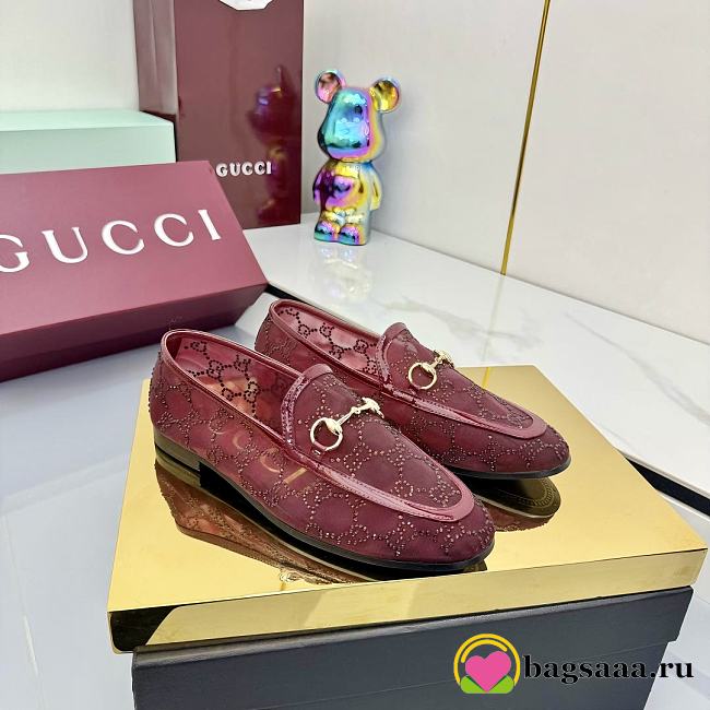Bagsaaa Women's GG crystal Gucci Jordaan loafer 835483 red - 1