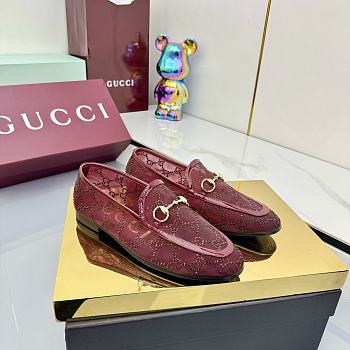 Bagsaaa Women's GG crystal Gucci Jordaan loafer 835483 red