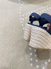Bagsaaa Dior Dway Wedge Sandal Deep Blue Calfskin and Embroidered Cotton - 2