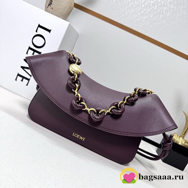 Bagsaaa Loewe Medium Ola bag in smooth calfskin Dark Burgundy - 26cm - 1