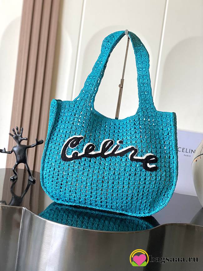 Bagsaaa Celine Large Hobo Panier In Raffia 122492 Cobalt - 53cm - 1