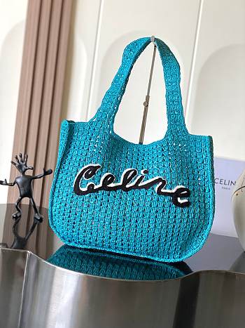 Bagsaaa Celine Large Hobo Panier In Raffia 122492 Cobalt - 53cm