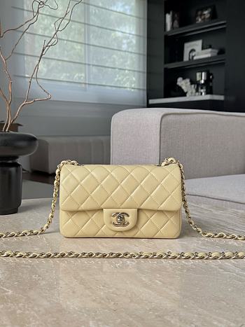 Bagsaaa Chanel Mini Flap Bag Light Yellow Lambskin & Light Gold - 20cm
