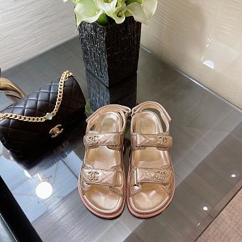 Bagsaaa Chanel Sandals G35927 metallic rose gold