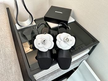 Bagsaaa Chanel Camellia Flower Black Slingback Heels G45307 