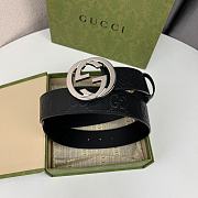 Bagsaaa Gucci Black Belt & Silver - 4cm - 4