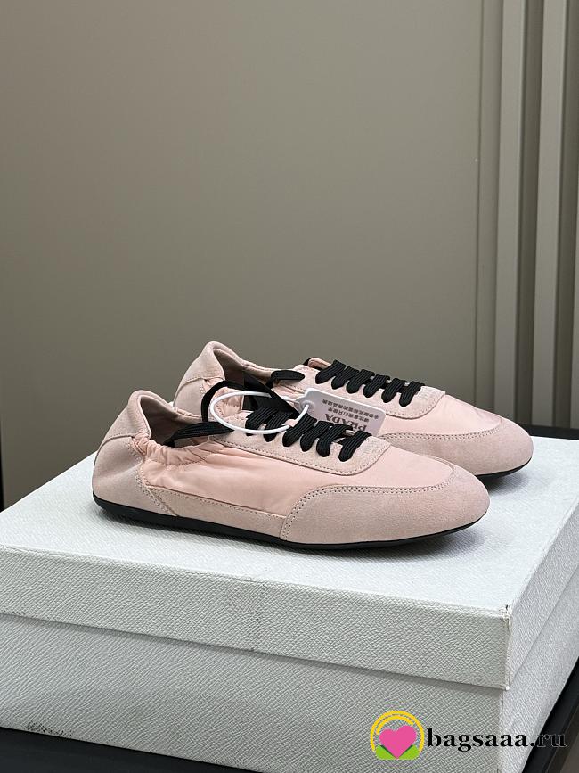 Bagsaaa Prada Collapse Re-Nylon and suede elasticized sneakers pink - 1