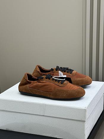 Bagsaaa Prada Collapse Re-Nylon and suede elasticized sneakers brown