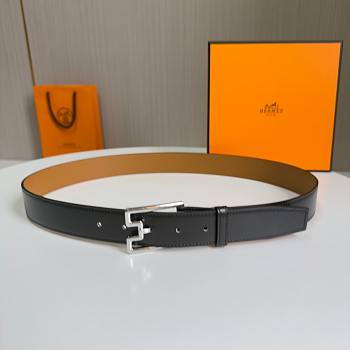 Bagsaaa Hermes Belt Black & Silver - 3.5cm