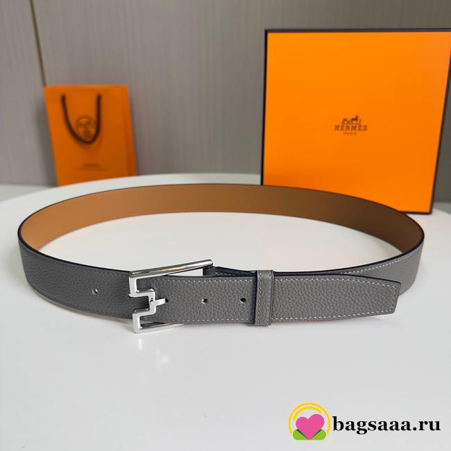 Bagsaaa Hermes Belt Gray & Silver - 3.5cm - 1