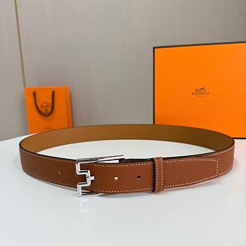 Bagsaaa Hermes Belt Brown & Silver - 3.5cm